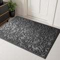 Grey Leaves Outdoor Indoor Entrance Door Mat 47x32 in - Durable