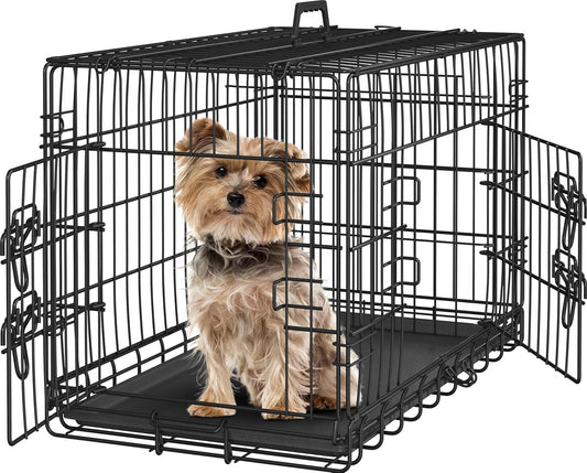 Versatile 30 Inch Double Door Dog Crate for Small Dogs
