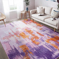 Washable Non-Shedding Purple Rug 5x7 Modern Soft Faux Wool