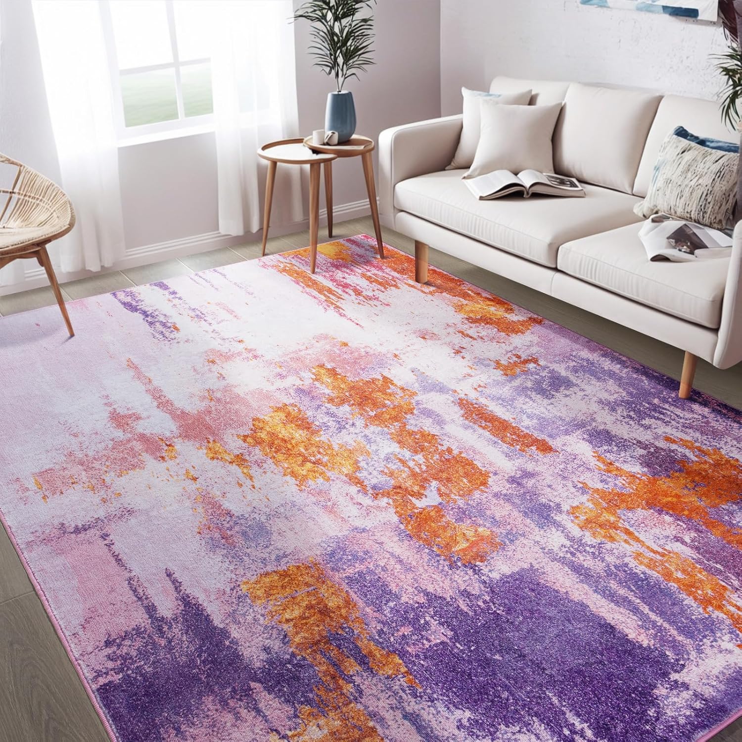 5x7 Washable Area Rug Soft Non-Slip Faux Wool for Home