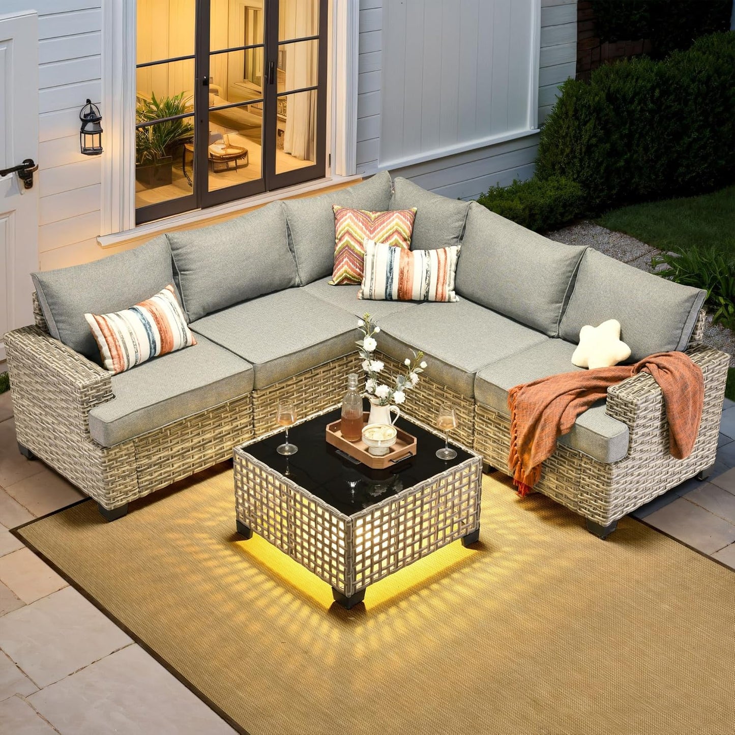 HOOOWOOO Outdoor Sectional Patio Furniture Set for Comfort