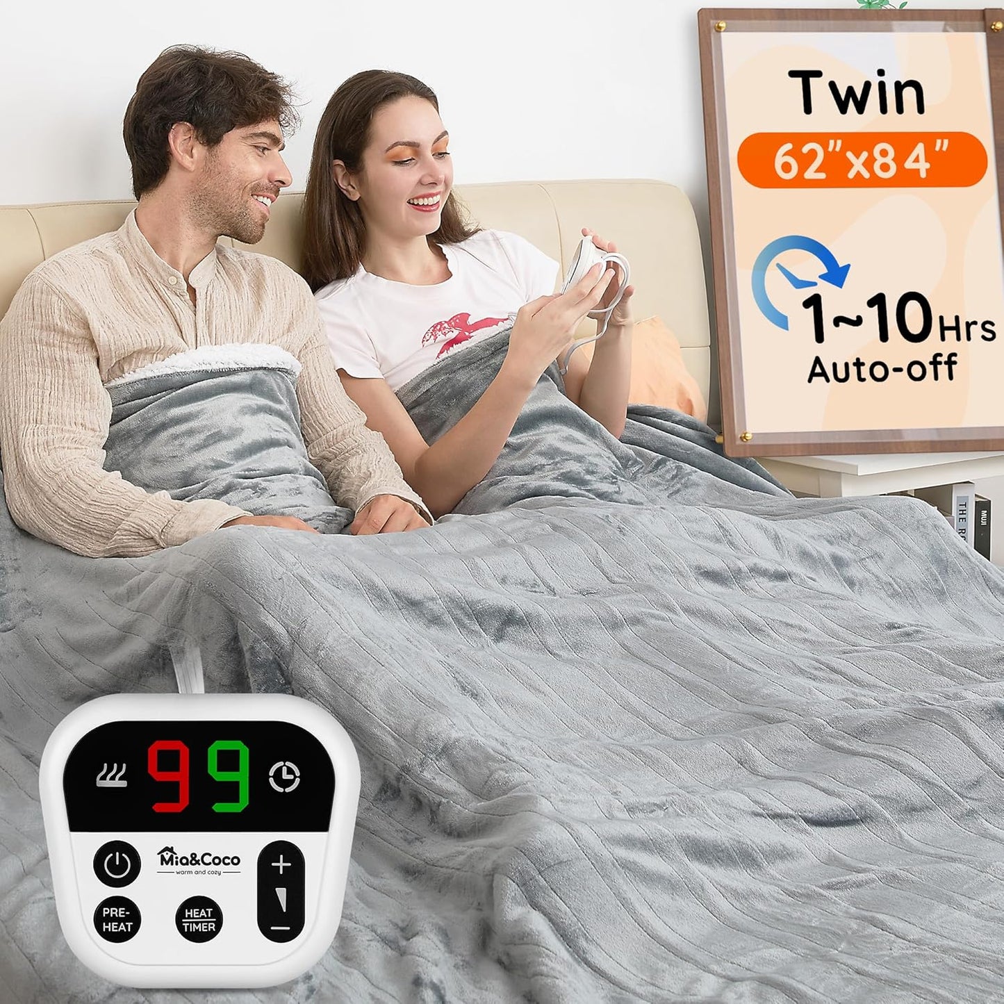 Mia&Coco Electric Blanket Twin - Soft Heated Blanket for Comfort