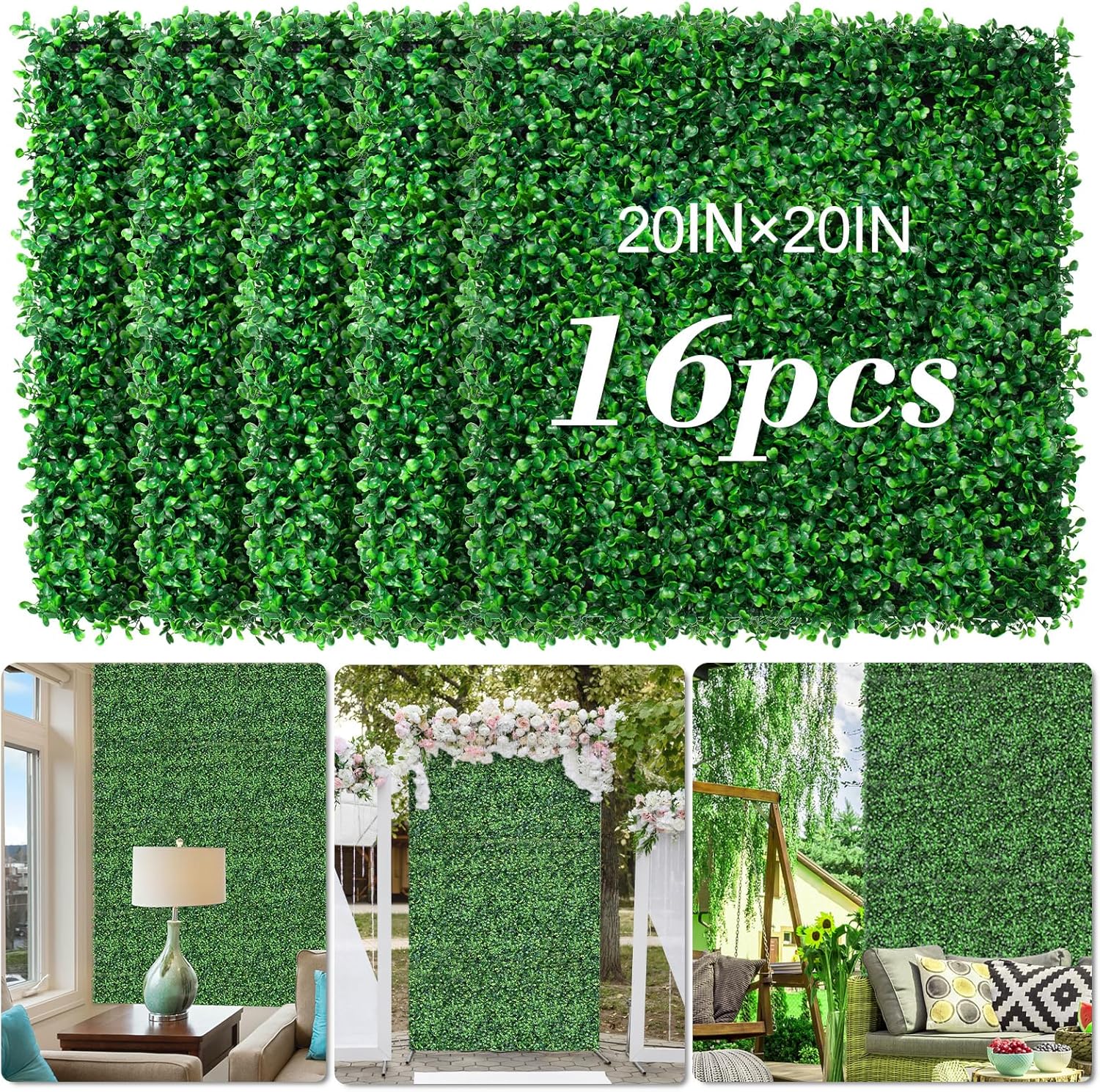 AOKIE 20X20 Artificial Grass Wall Panels for Indoor Outdoor Use