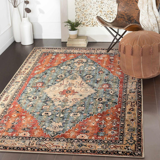 Lahome Boho Tribal 3x5 Washable Entry Throw Rugs for Home