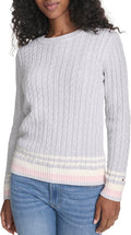 Tommy Hilfiger Womens Cotton Crewneck Cable Sweater - Classic Cotton