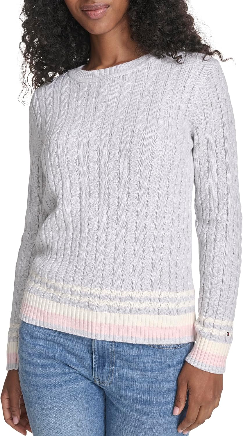 Tommy Hilfiger Womens Cotton Crewneck Cable Sweater Review