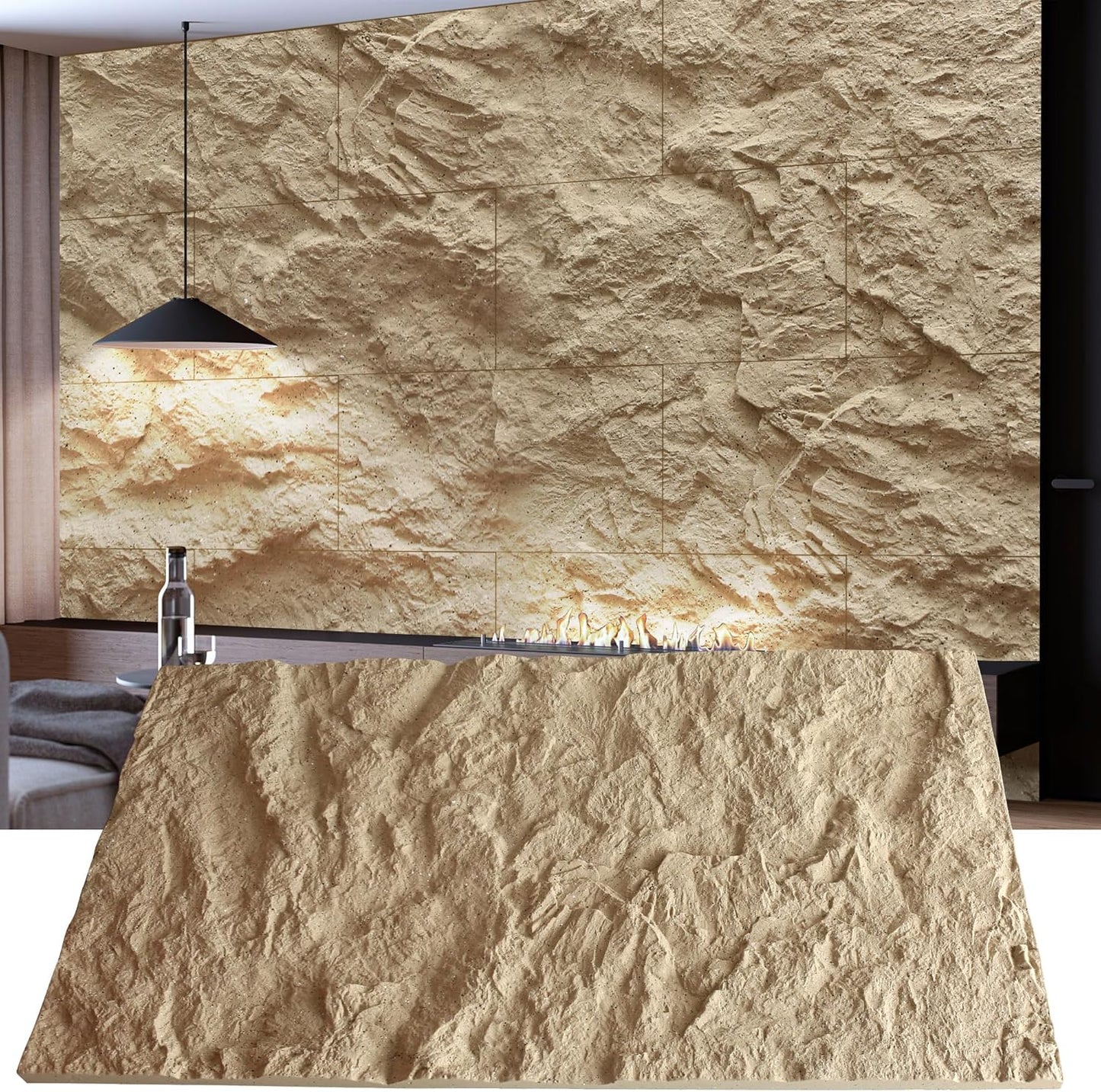 KASARO 3D Faux Stone Wall Panels for Stunning Interior Decor