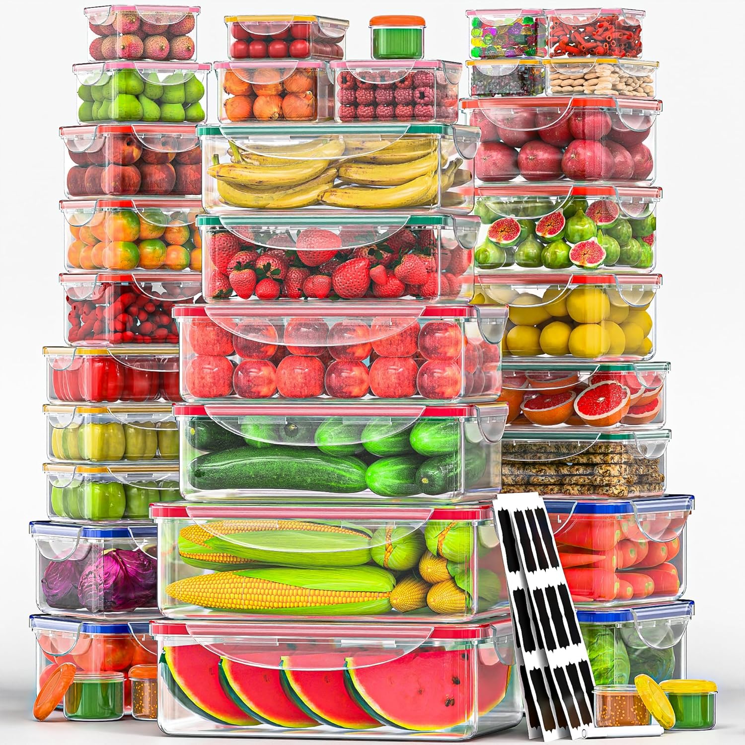 70 Pcs Large Food Storage Containers with Lids for Every Need