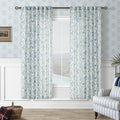Blue Floral Linen Curtains 72 Inch Length for Modern Decor