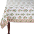Ridhi Mughal Buta Peach Hand Block Print Cotton Tablecloth