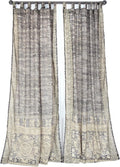 Light-Filtering Sari Curtains Gray Black 84in x 42in Set of 2 - Boho