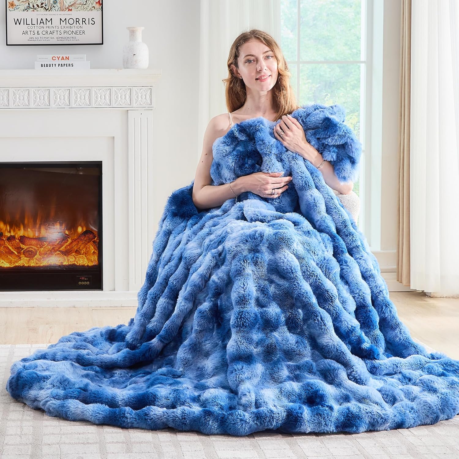 Lotus Karen Faux Fur Throw Blanket for Cozy Comfort