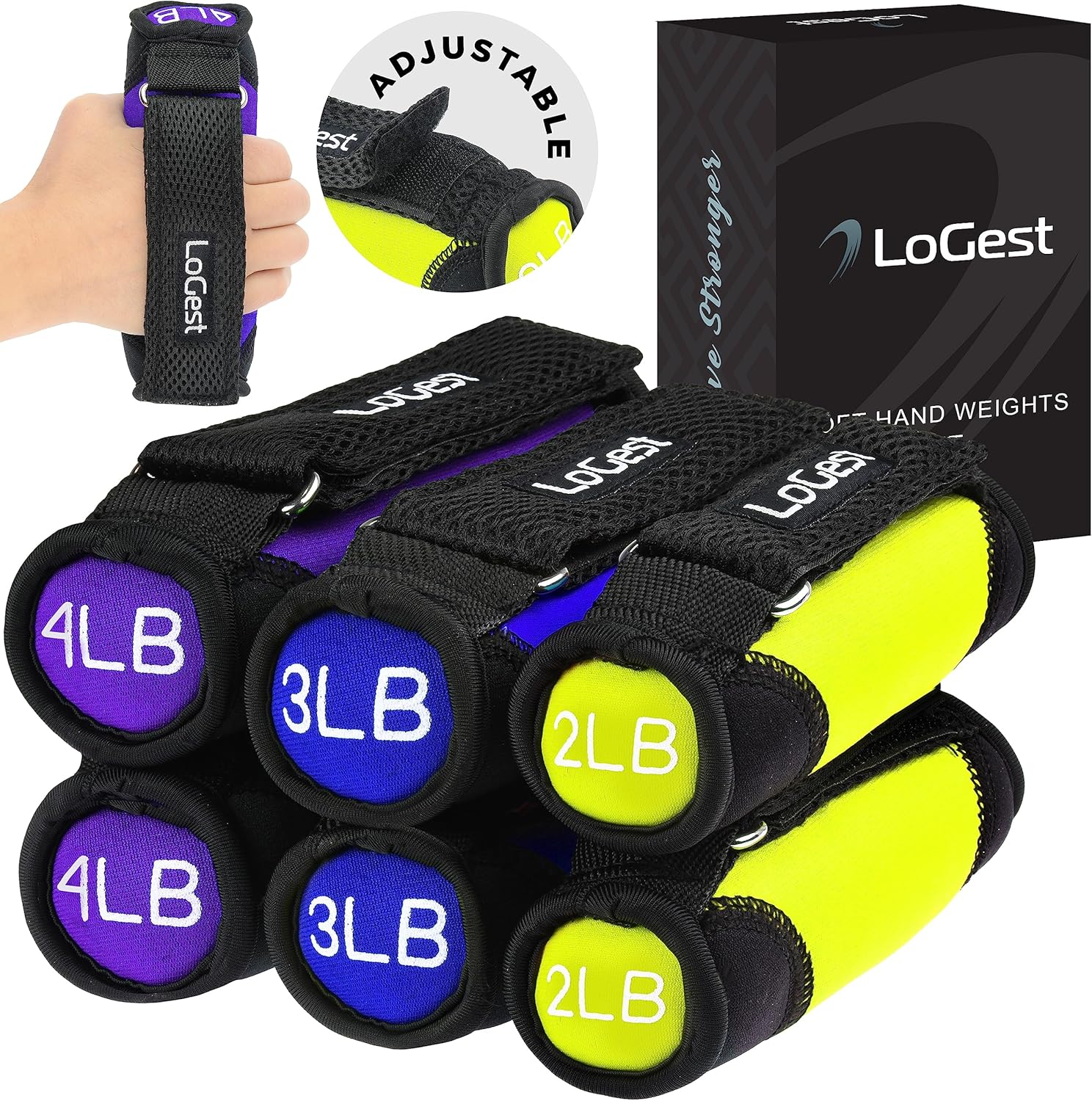 LoGest Soft Hand Weights - Adjustable Neoprene Dumbbells Set