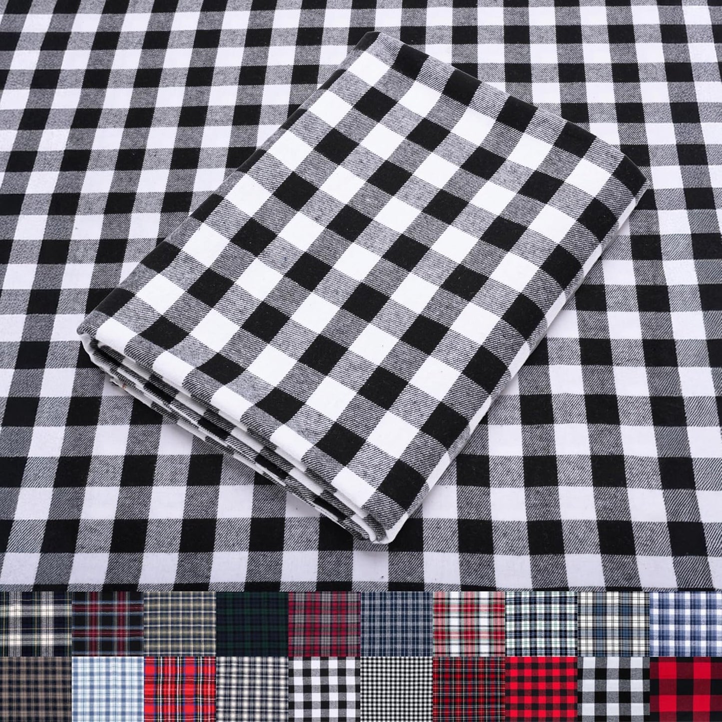 Pico Textiles 10 Yards Bolt Black and White Buffalo Plaid Fabric