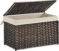 Storage Basket with Lid 17.2 Gallon Woven Bin - Foldable Laundry