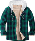 Men's Cotton Plaid Long Sleeve Shirt Jacket - Fleece Lined Warmth