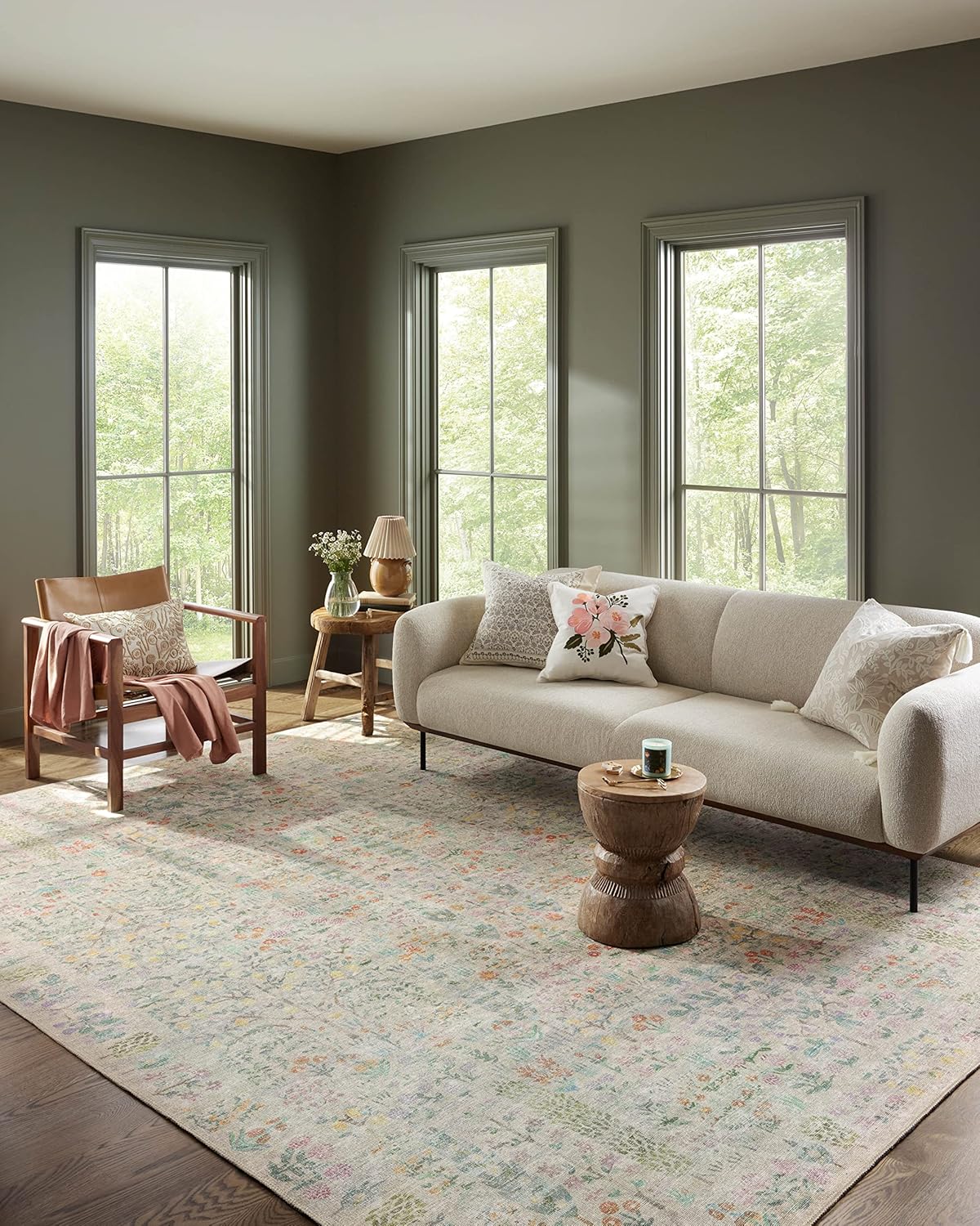 Loloi Rifle Paper Co. Maison Collection Khaki Area Rug 5ft x 7ft