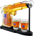 Whiskey Decanter Set with American Flag Pistol Design for Men