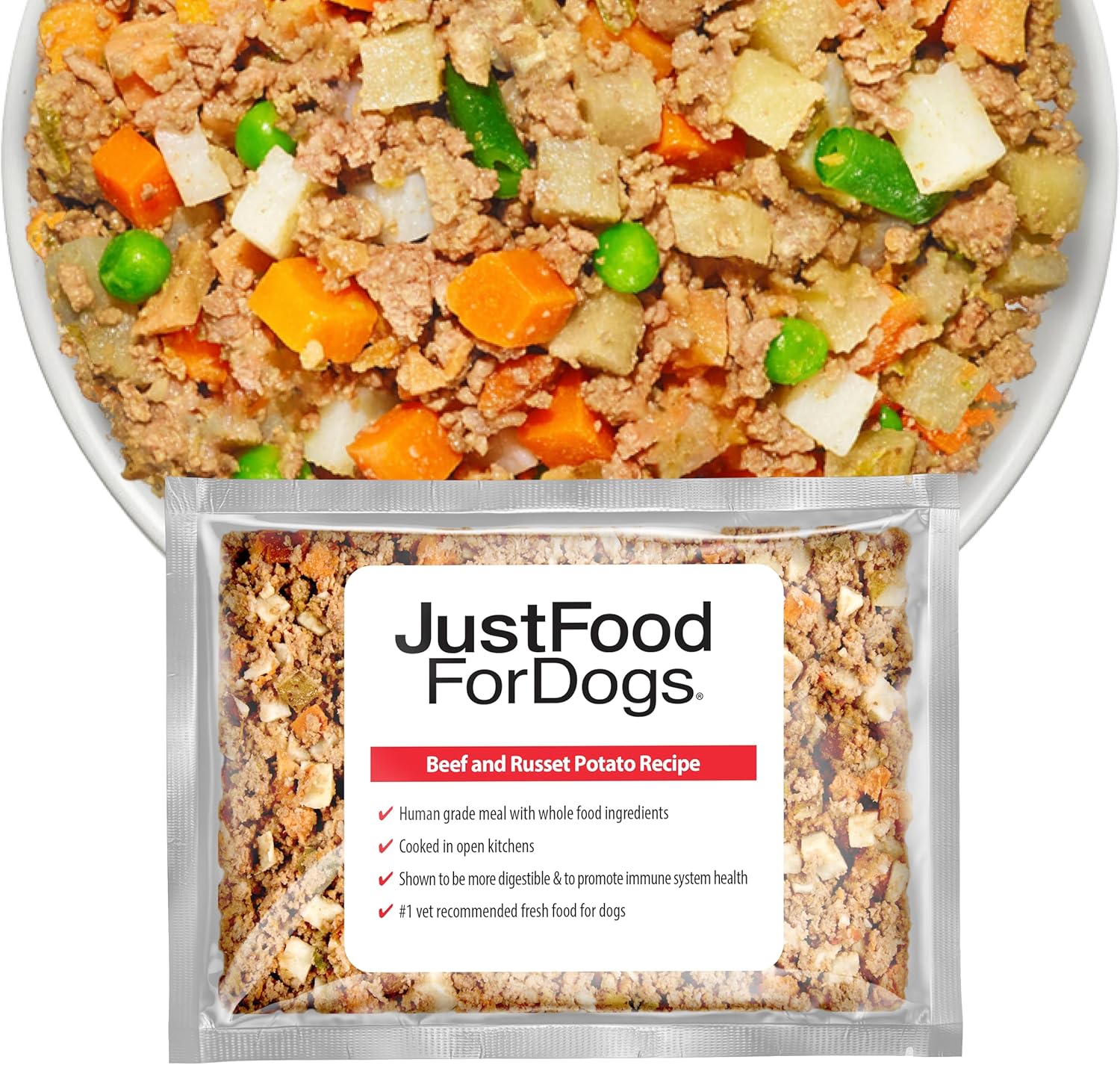 JustFoodForDogs Frozen Fresh Dog Food, Beef & Russet Potato