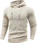 Mens Hooded Knit Sweatshirt Slim Fit Pullover Hoodie - Zaitun