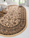 Unique Loom Sialk Hill Collection Area Rug in Ivory/Black Oval