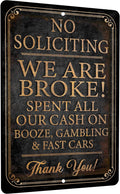 No Soliciting Metal Sign 12 x 18 in Distressed Black and Gold