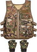Kids Tactical Vest and Half Finger Gloves - Adjustable Army Costume