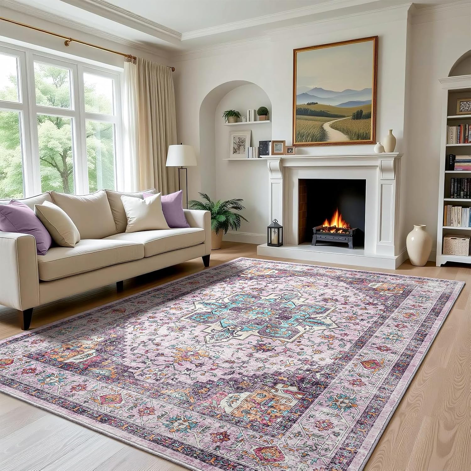 Softlife Washable Area Rug for Living Room and Bedroom Decor