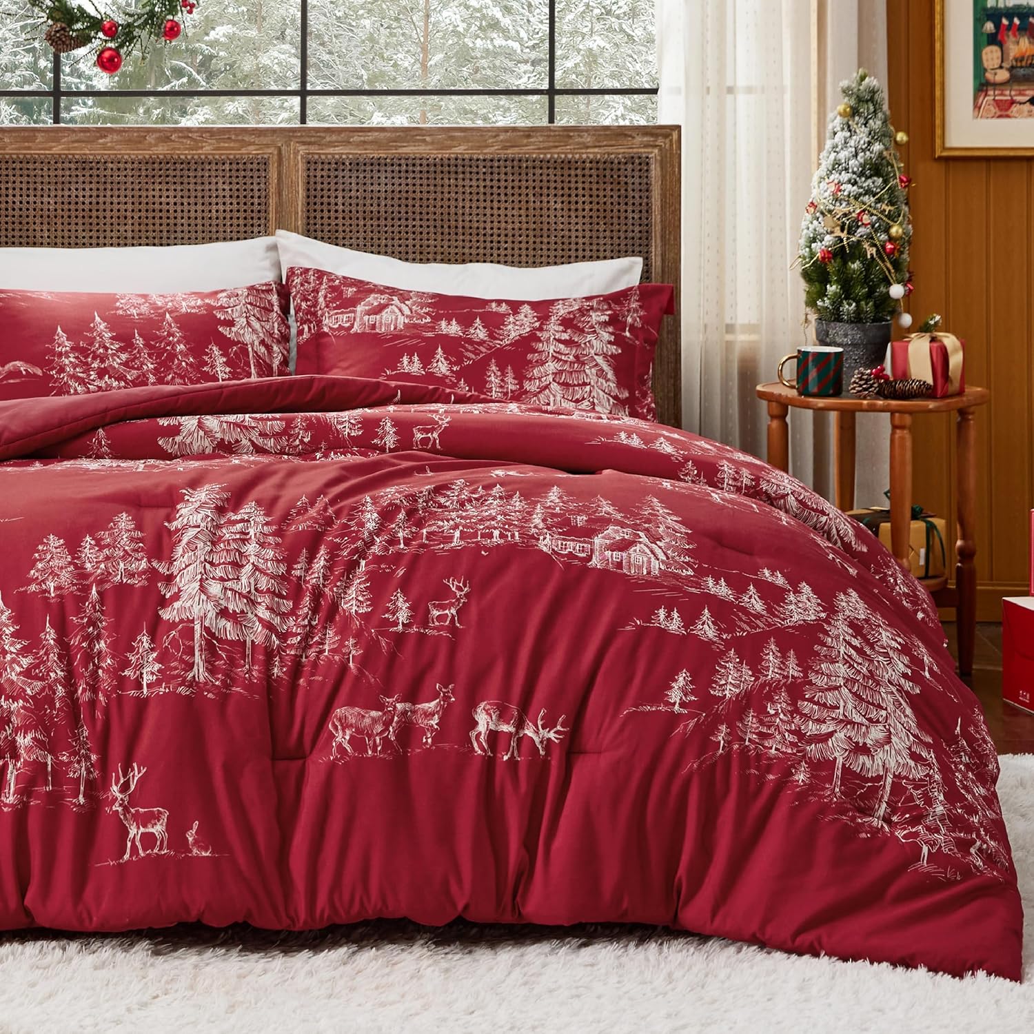 Bedsure Christmas Comforter Set Twin for Holiday Cheer