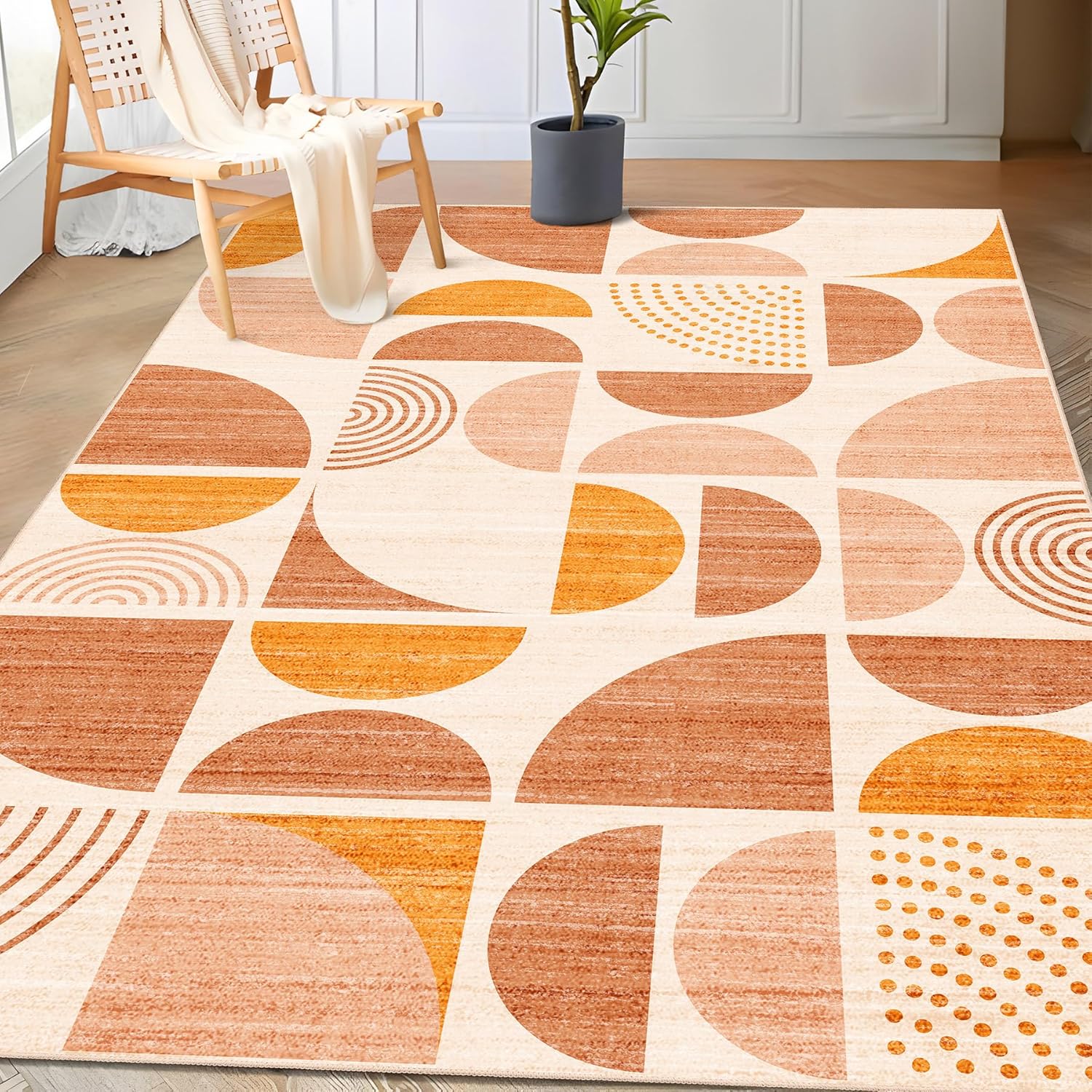 MUJOO Boho Rug 3x5 Washable Area Rug for Living Room and Bedroom