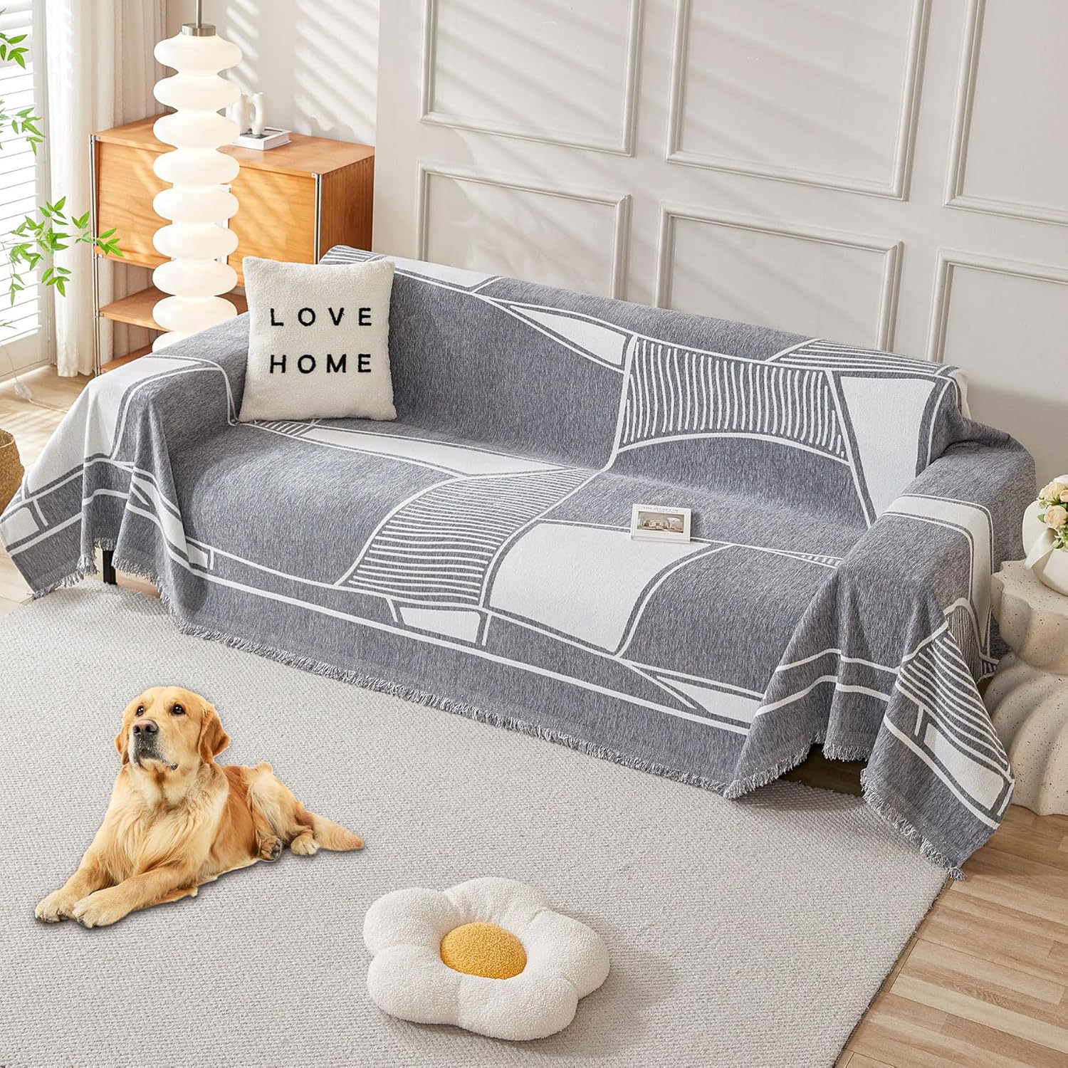 HAOMAIJIA Non Slip Couch Cover for 2 Cushion Sofa Protection