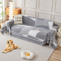 Grey-Cream 71ftx118ft Non Slip Couch Cover for Loveseat - Pet
