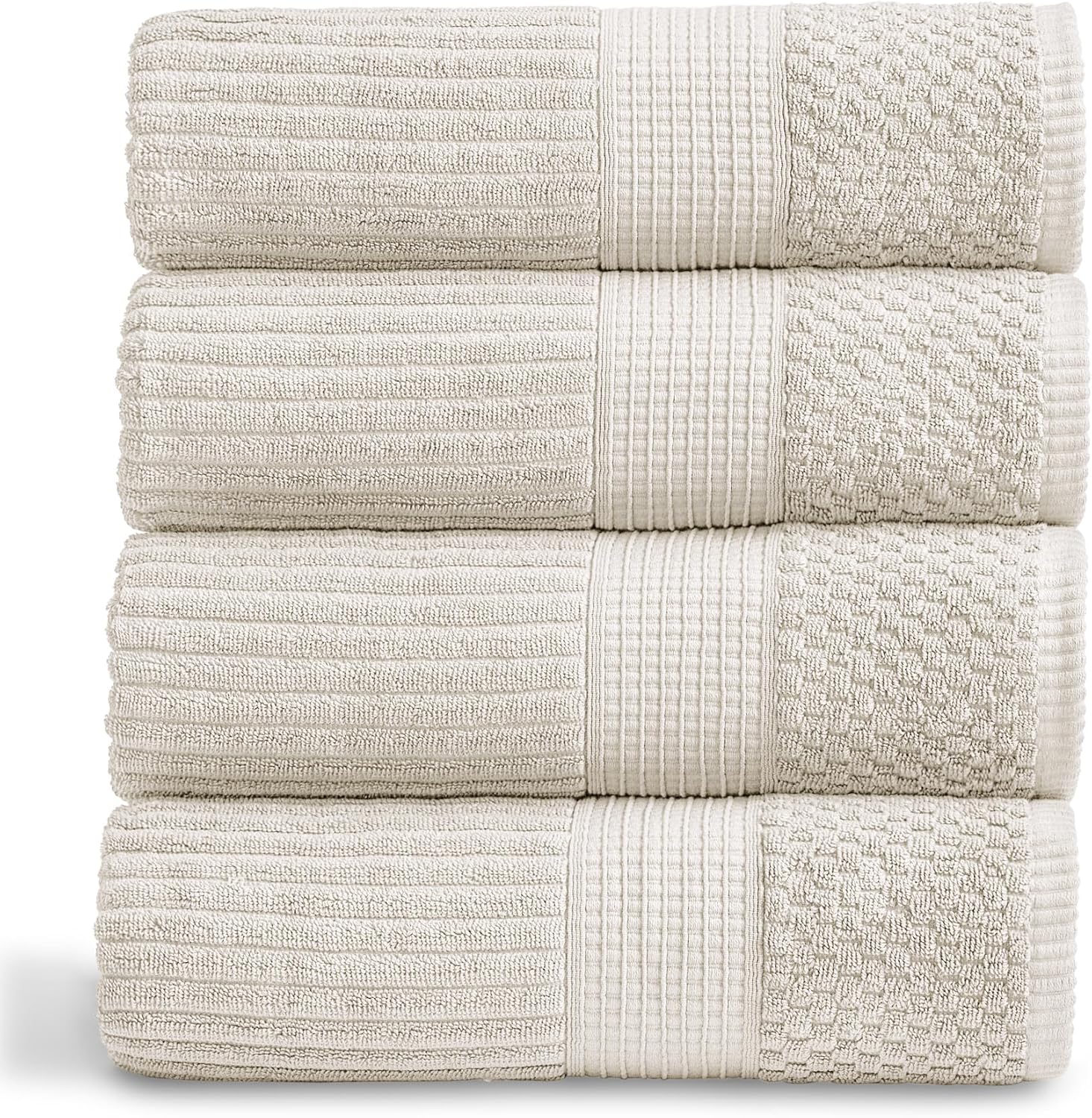 100% Cotton Bath Towel Set of 4 - Super Soft & Absorbent