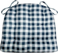 Classic Check Navy Blue Dining Chair Pad with Ties - Medium 18