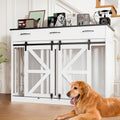 47 Inch Wooden Dog Crate Furniture for 2 Dogs - Dual Space & Storage