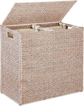 Large Double Laundry Hamper with Lid - Handwoven Water Hyacinth
