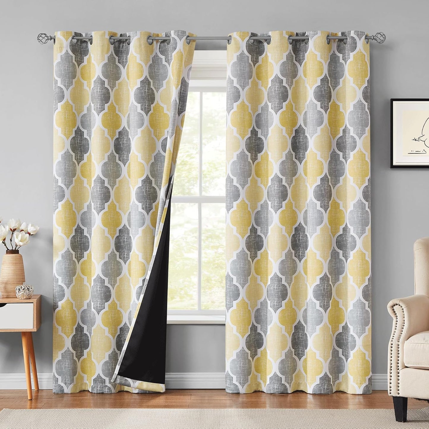 Beauoop 100% Blackout Curtains for Bedroom and Living Room