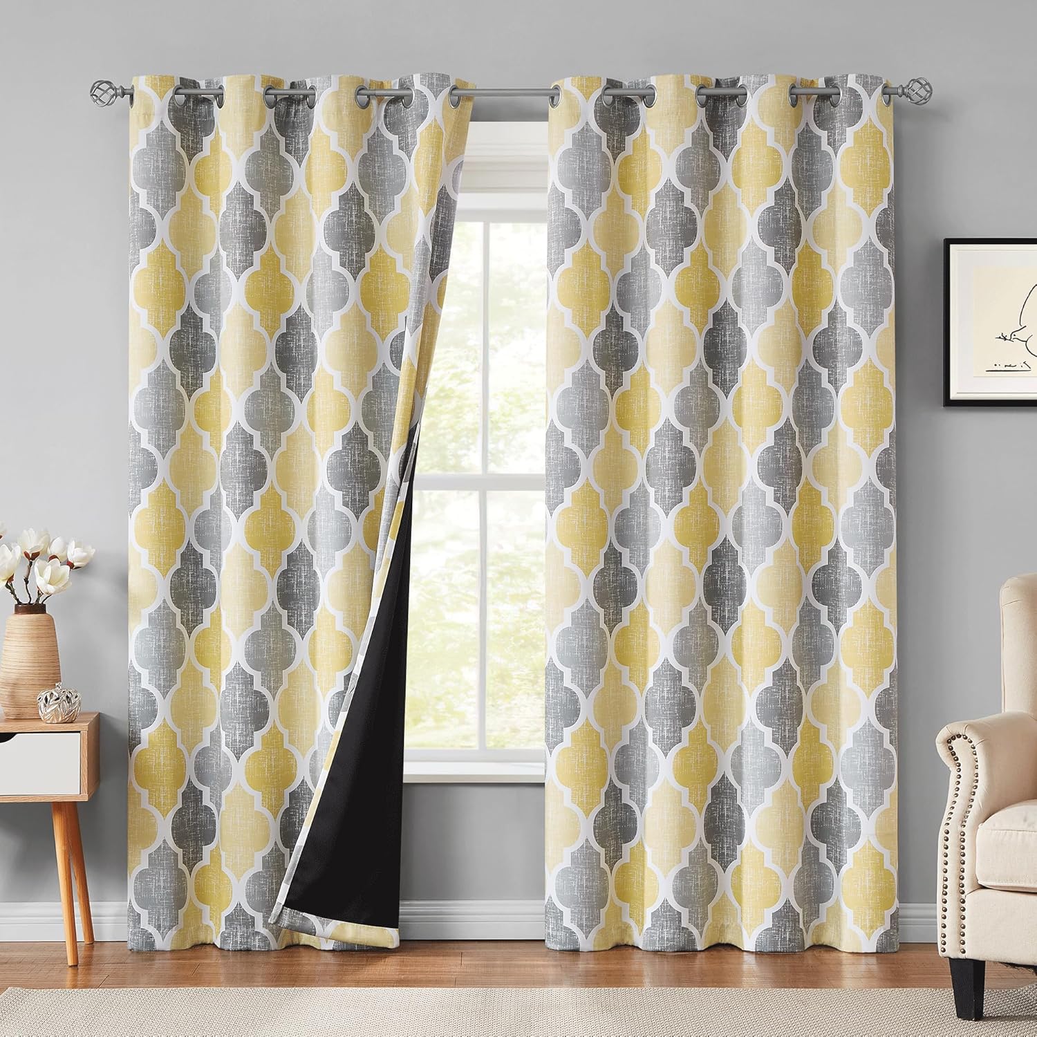 Beauoop 100% Blackout Curtains for Bedroom and Living Room