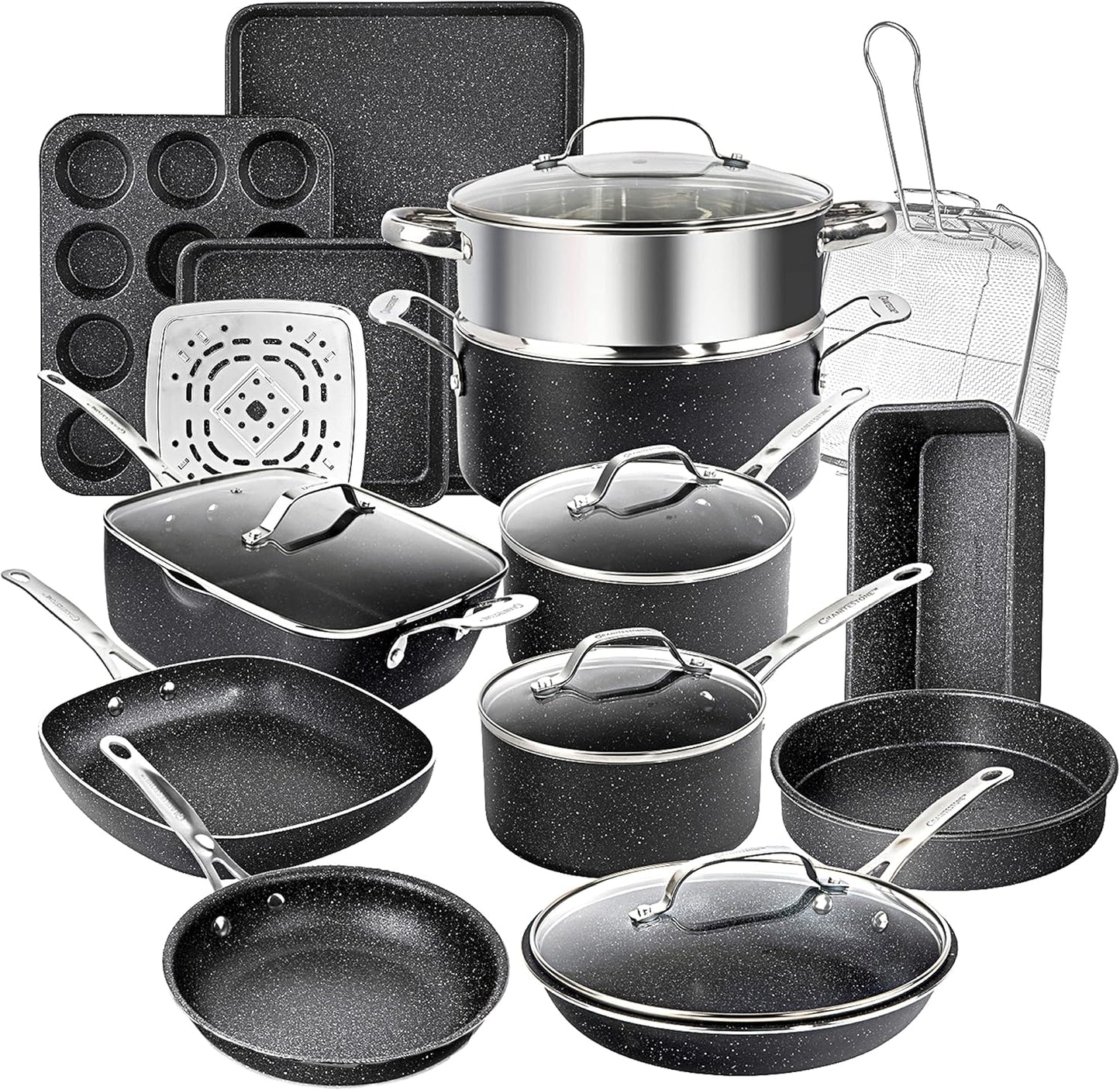 Granitestone True 20 Pc Pots and Pans Set for Healthy Cooking