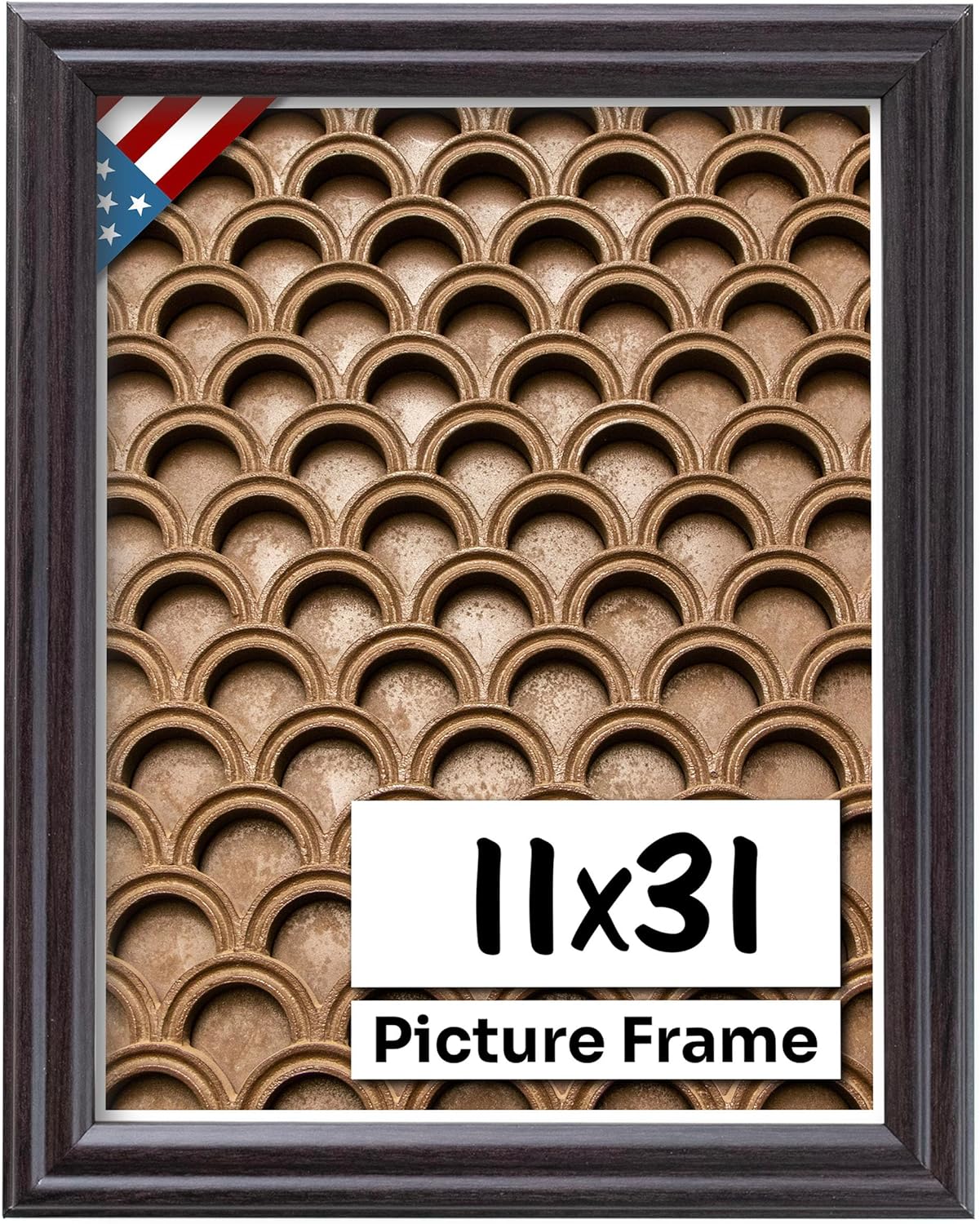 Coffee Brown 11x31 Picture Frame - Handmade Solid Wood Decor