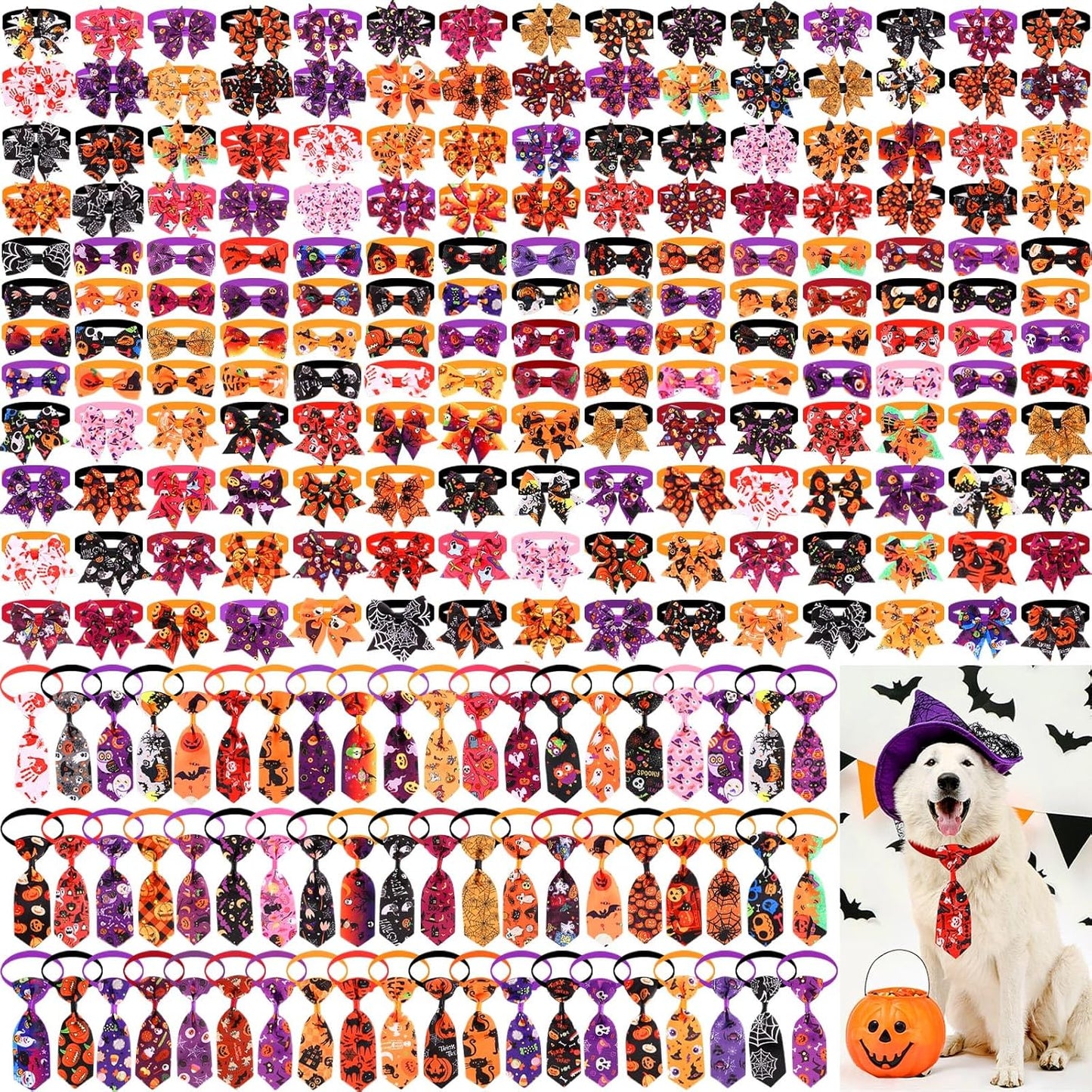 240 Pcs Halloween Dog Bows for Stylish Pet Festival Fun