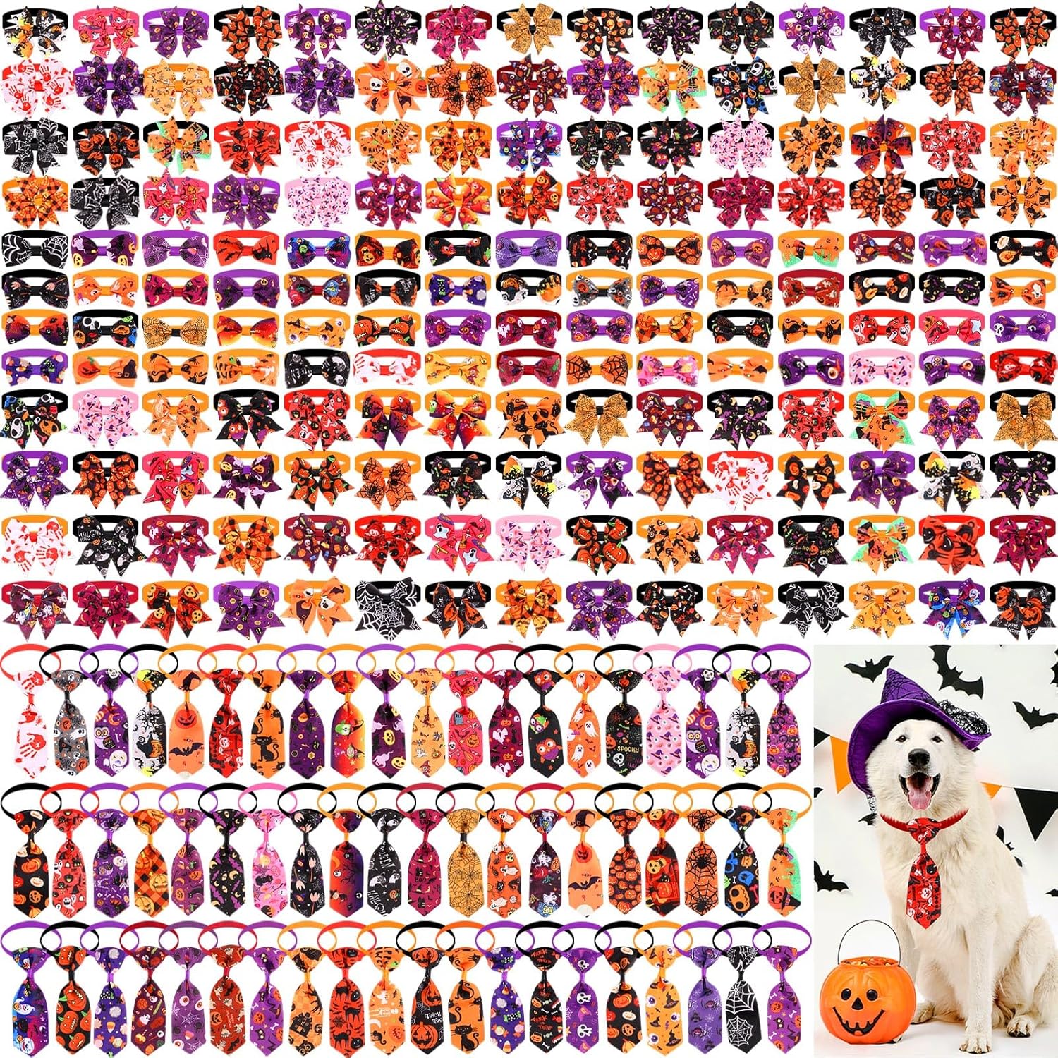 240 Pcs Halloween Dog Bows for Stylish Pet Festival Fun