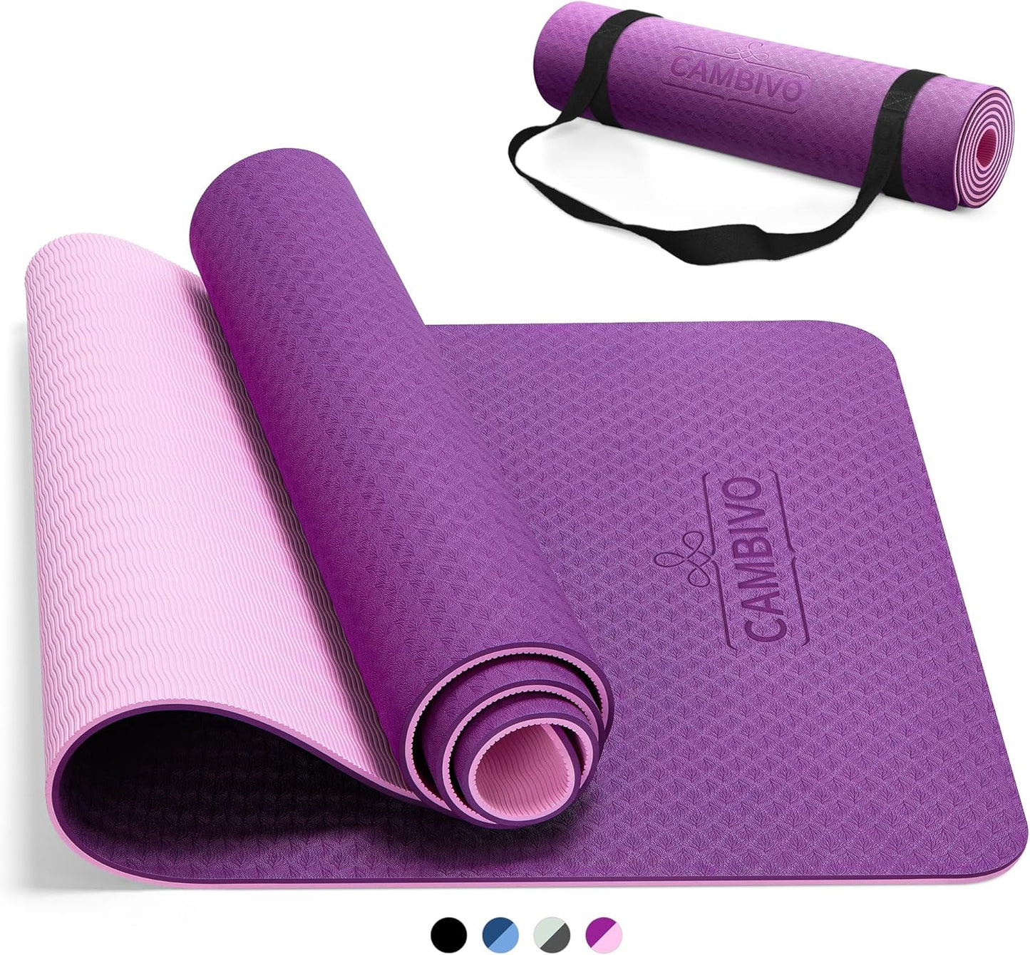 CAMBIVO Yoga Mat for All Ages - Extra Thick Non Slip Design