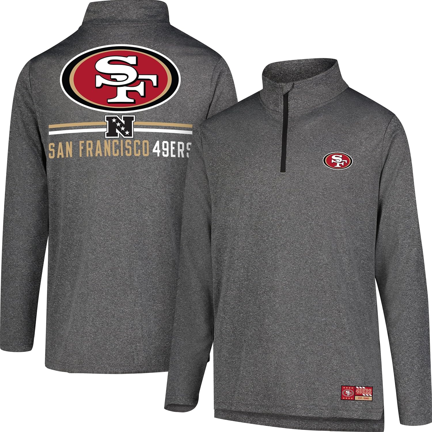 Ultra Game NFL Official Adults Super Soft Quarter Zip T-Shirt