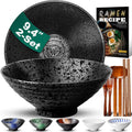 9.4in Ceramic Ramen Bowl Set of 2 (9 Piece) - Large 1800ml Bowls