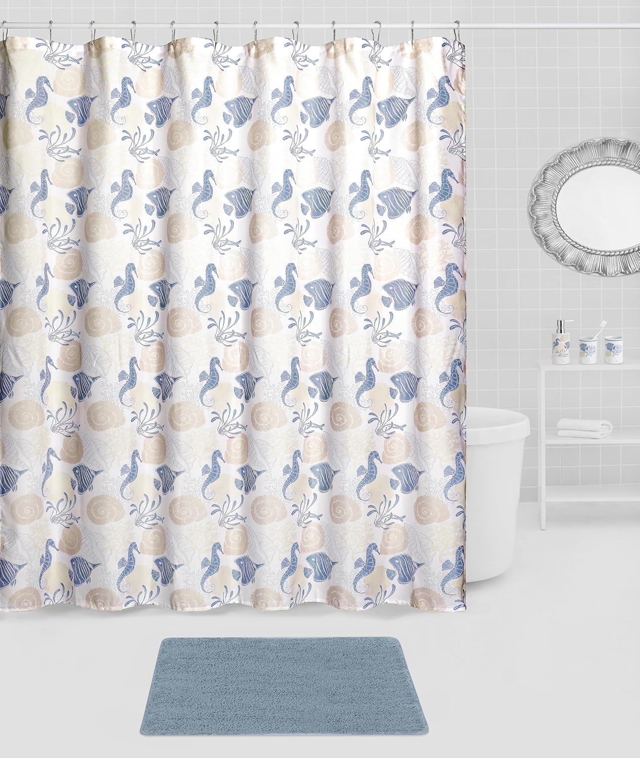 Coastal Blue Bathroom Set - Complete 17-Piece Collection by Indecor Home