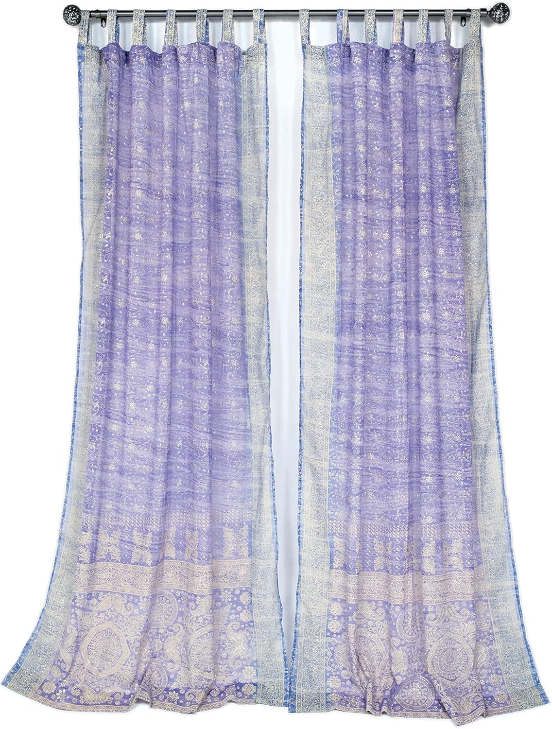 Light-Filtering Sari Colorful Curtains for Boho Home Decor