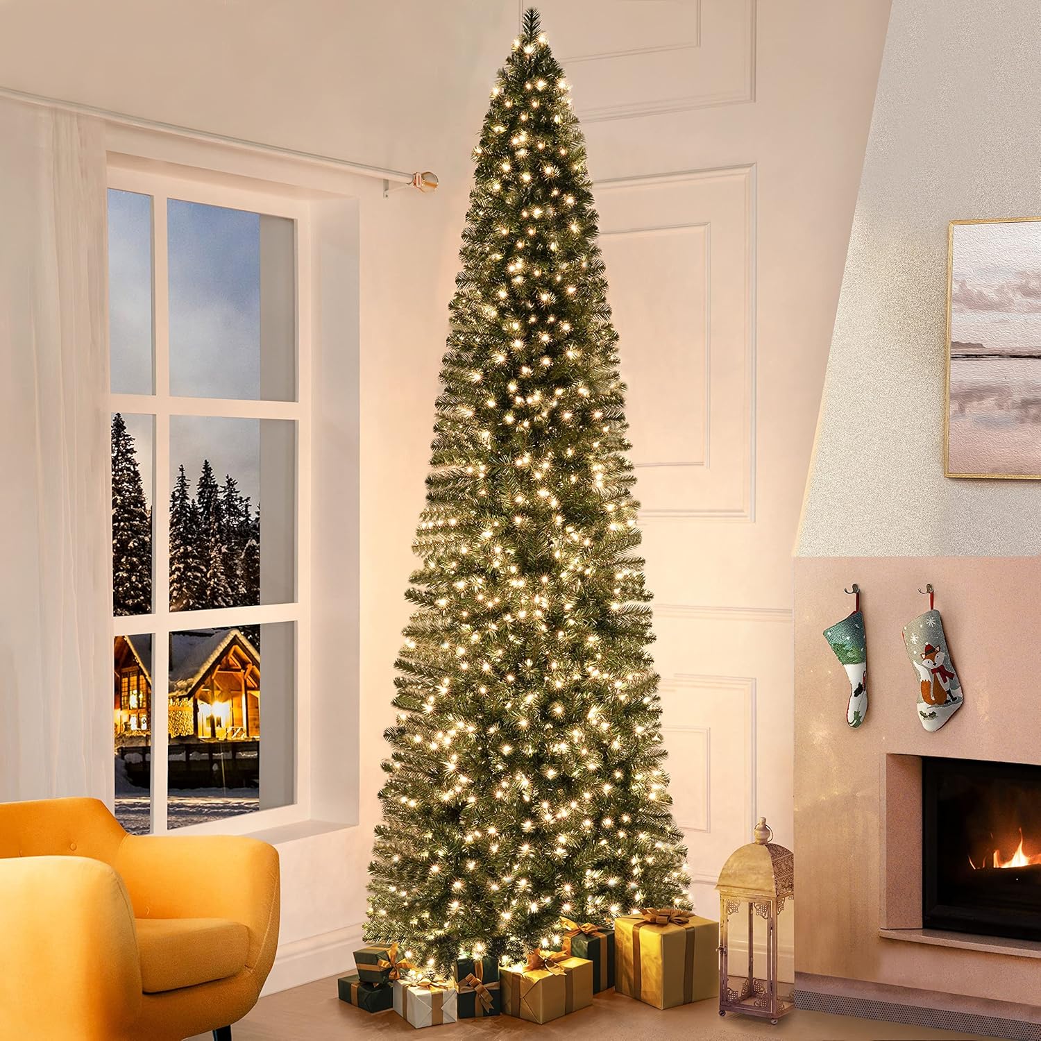 Vienna 9ft Prelit Slim Christmas Tree with 500 Warm Lights