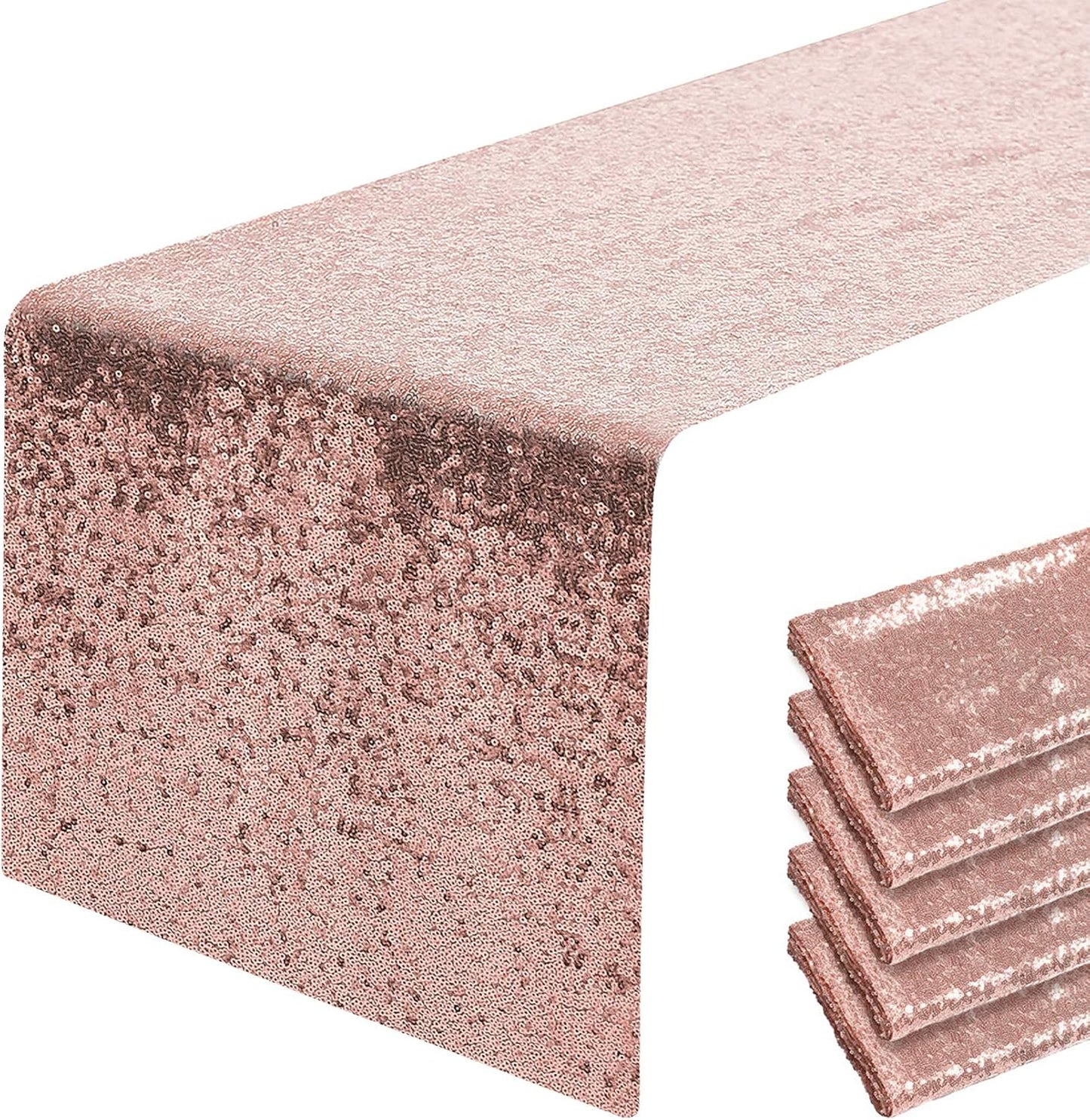 Rose Gold Sequin Table Runner for Weddings and Parties