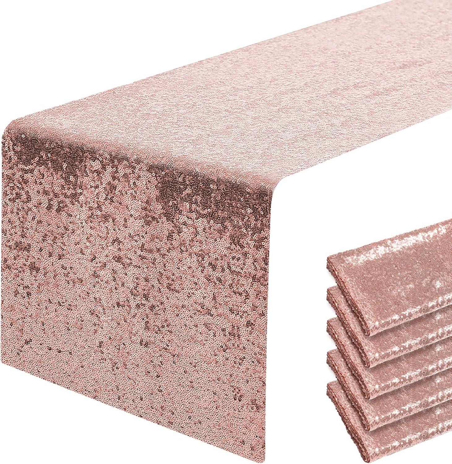 Rose Gold Sequin Table Runner for Weddings and Parties